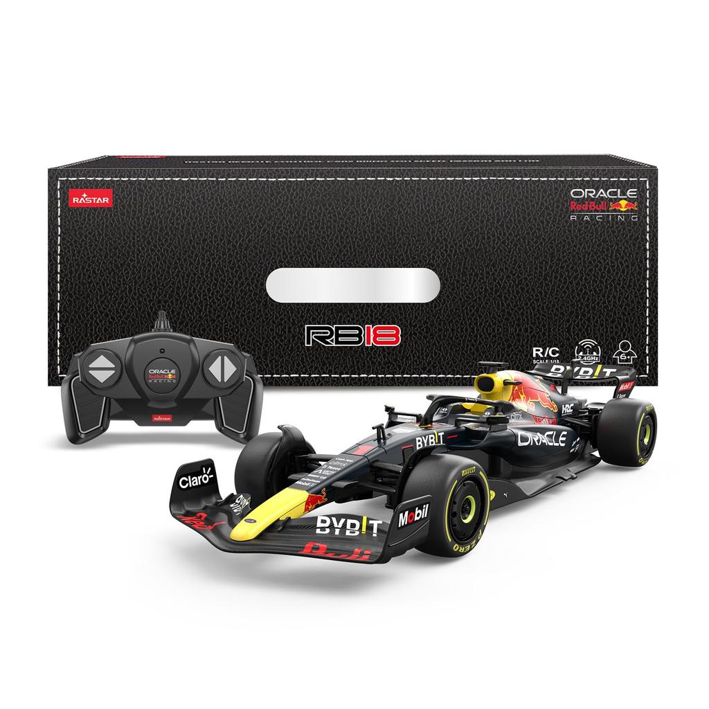 Red Bull F1 Race 118 Scale RC Racing Car, Rastar 2022 Oracle Red Bull Race F1 Remote Control Car Red Bull Equation RB 18 2022 Sergio Perez, Navy Blue