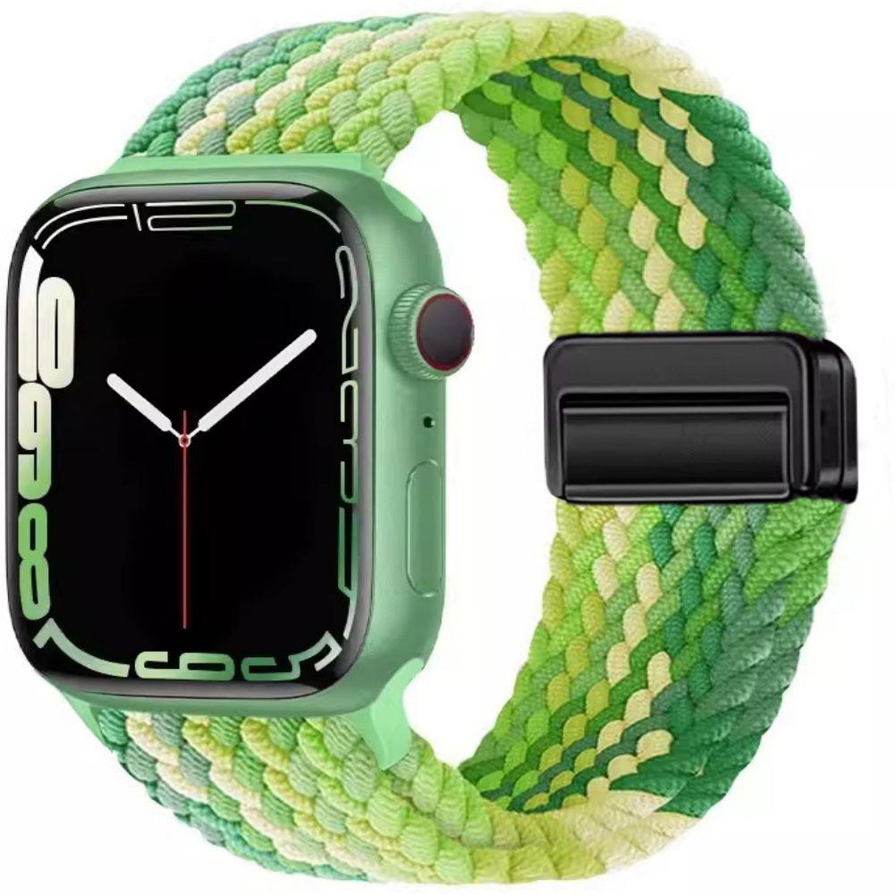 Magnetic Braided Loop Watch Band Compatible For IWatch Series 9 8 7 Metal Magnetic Buckle Breathable Nylon Sports Watch Strap
