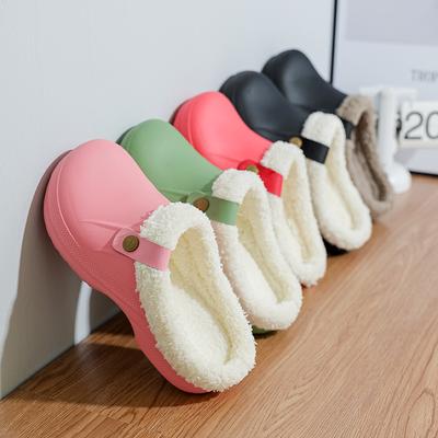 Fashion Unisex Waterproof Slip-Resistant House Slippers Indoor/Outdoor Boots Chunky Sole Non-Slip Warm Plush Platform Shoe for Men Women