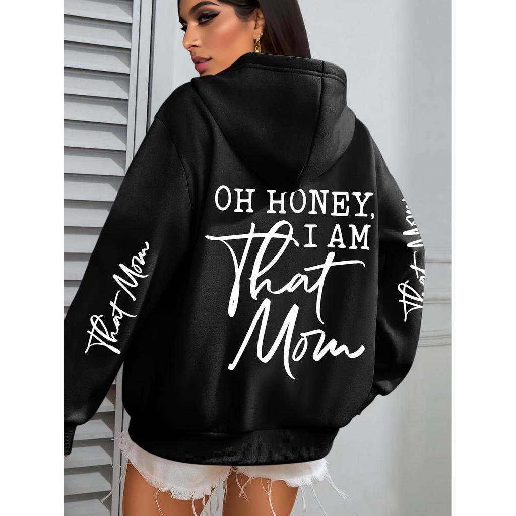2025 Women's Letter Print Winter Hoodie