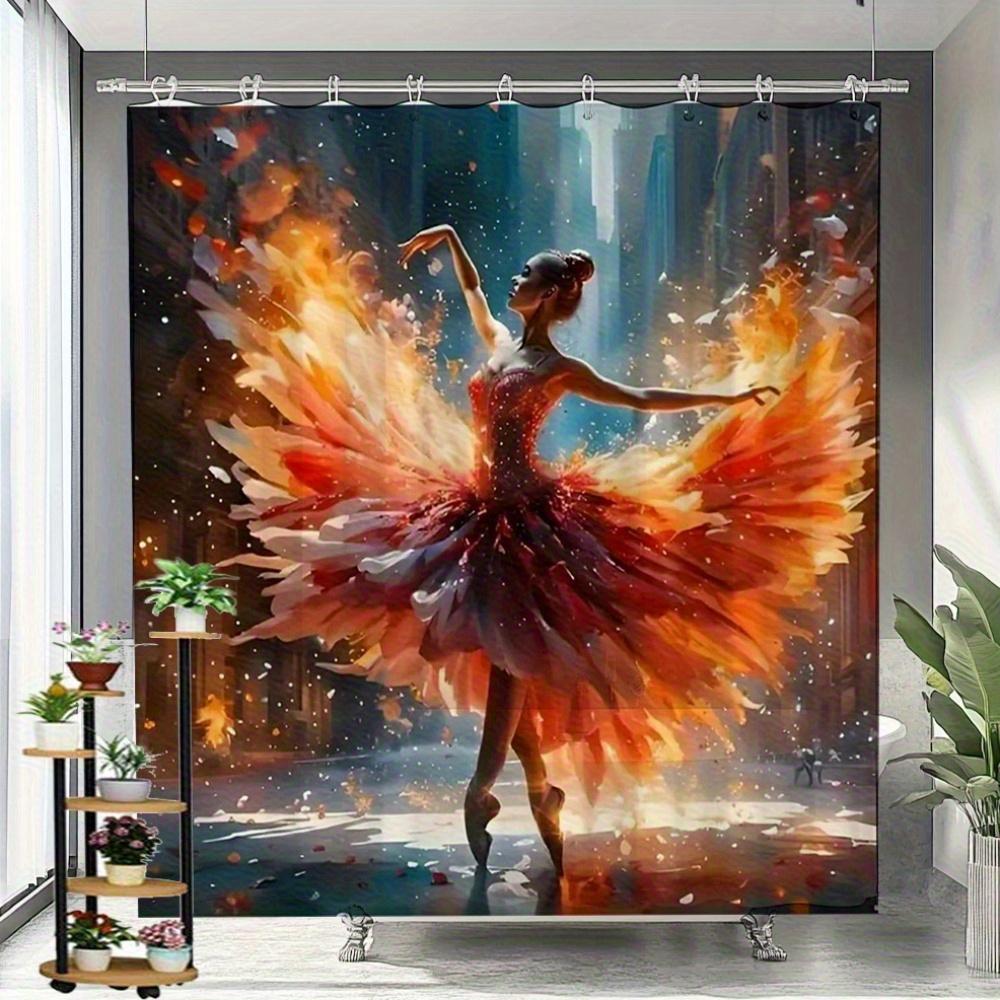 

3D Printed Ballet Dancer Shower Curtain - Waterproof, Mildew-Resistant with Modern Cityscape Design for Bathroom Decor W90XH180cm