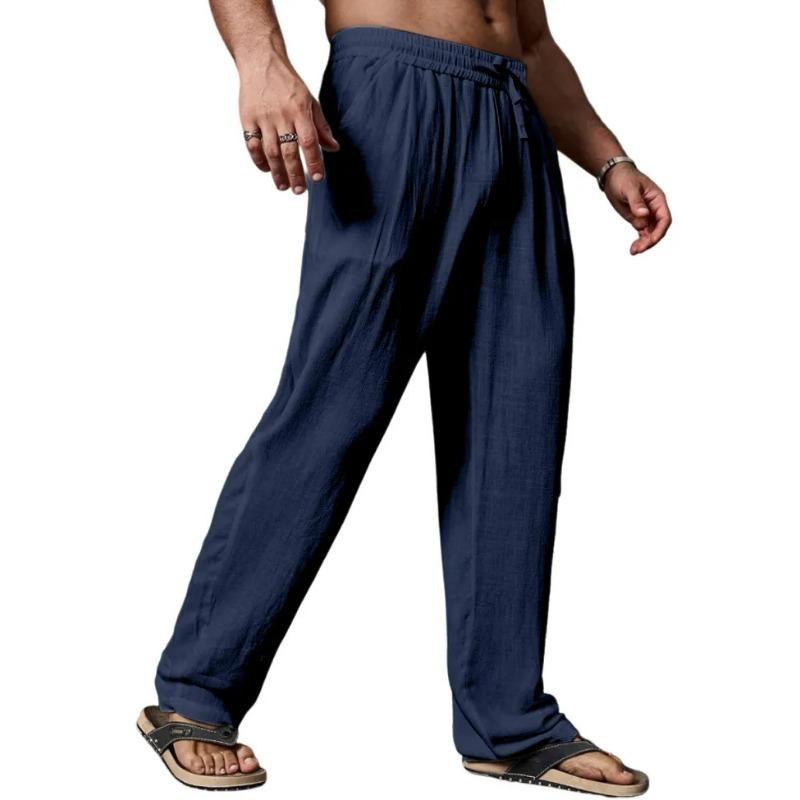 New Summer Breathable Cotton and Linen Men's Trousers Loose and Comfortable Casual Sports Linen Straight Pants