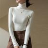 Women's Autumn and Winter Pile Neck Long Sleeve Solid Top