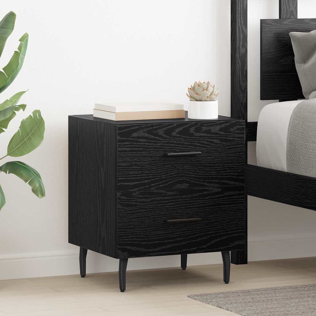 Nightstand Black Oak Effect 40 x 35 x 47.5 cm Engineered Wood