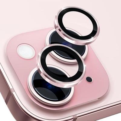 Kameraschutz - BOOLING - für iPhone 15/15 Plus - Gehärtetes Glas - Rosa Umrandung - Kratzfest