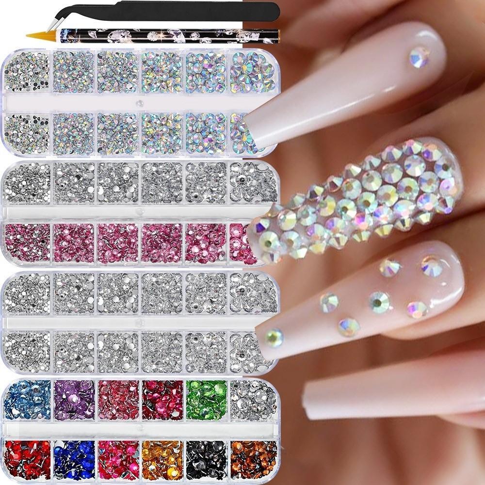 Glitter Finish Resin Rhinestone Kit DIY Decoration Flatback Gems Jelly Rhinestones  for Nail Art