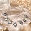 Exaggerated Chain Necklace Vintage Heart Pendant Necklace Women Neck Jewelry  Women's Accessory