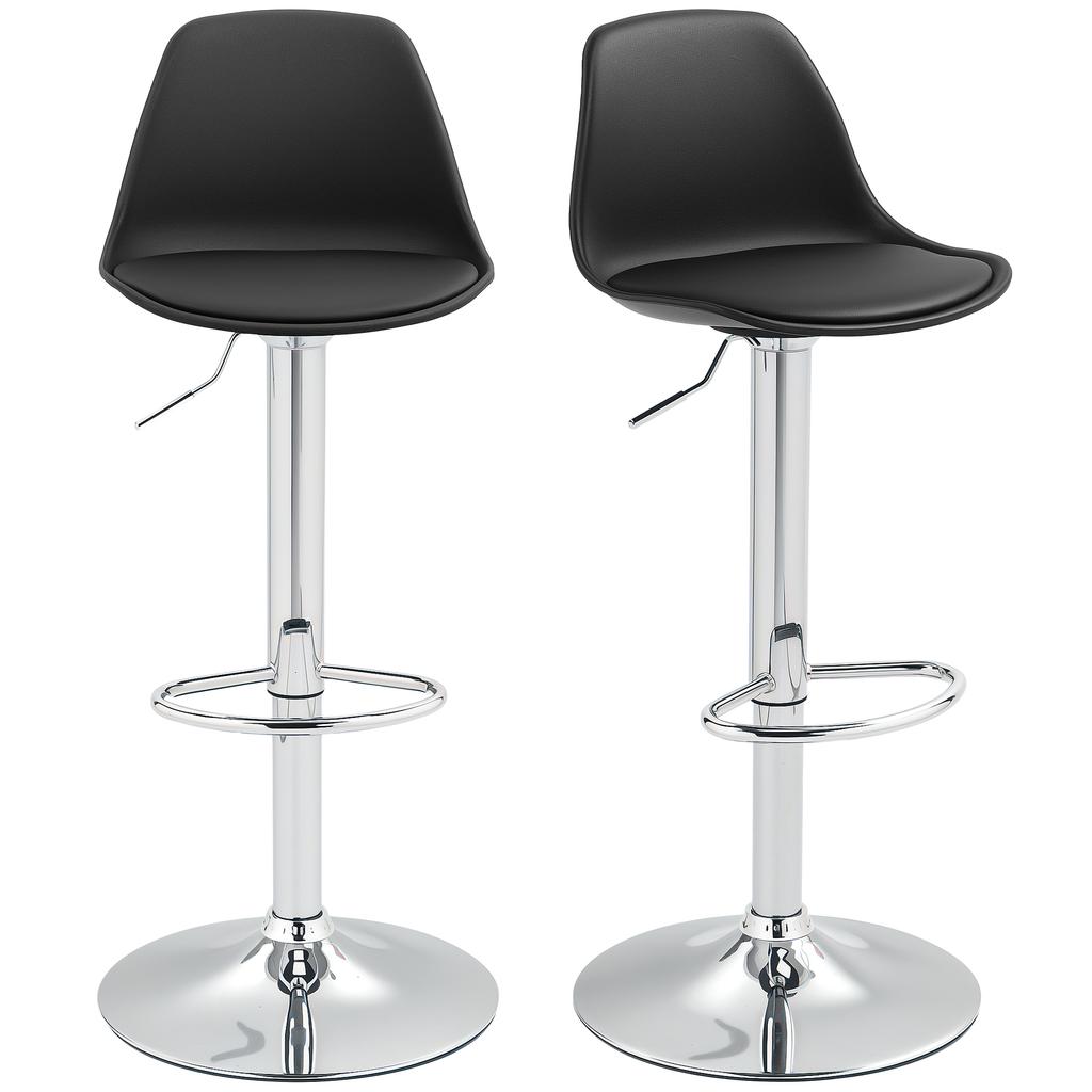 Set of 2 Bar Stools, Bar Chairs, Swivel Chairs with Backrest, Height Adjustable, Up to 120 kg Load Capacity, 42 x 41 x 82-104 cm, Black
