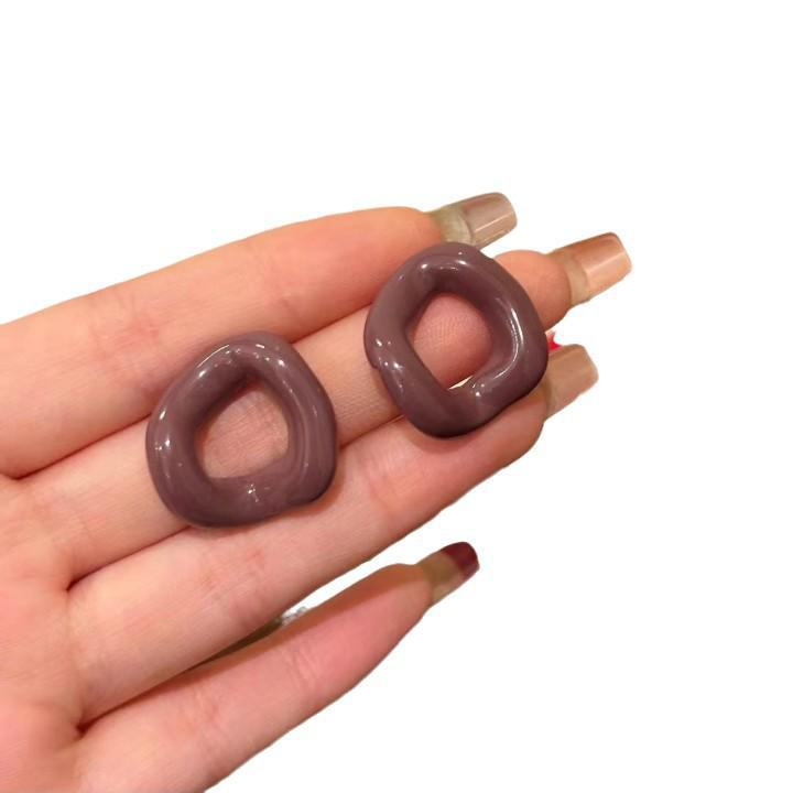 Vintage Ohrringe im Hong Kong Stil mit roten Kreisen und geometrischen Formen für Damen