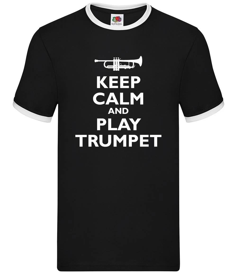 Keep Calm and Play Trumpet - Mens Ringer - Music Musician Trumpeter Brass XS