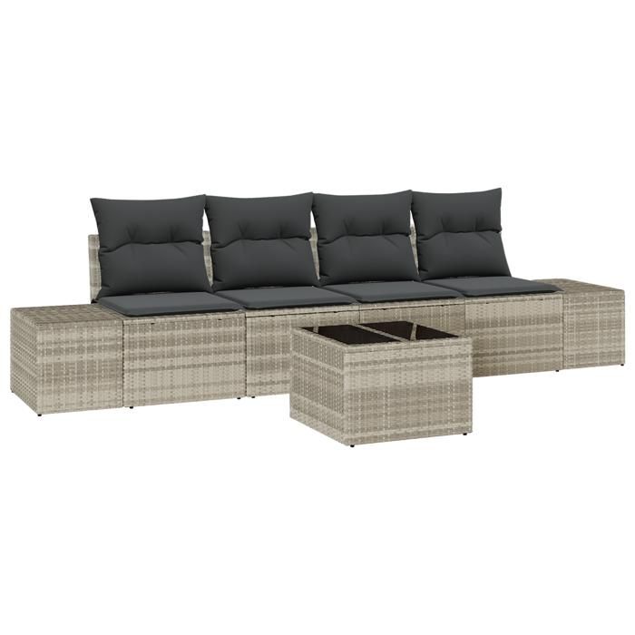 VidaXL 5-Piece Garden Sofa Set with Light Grey Cushions In Poly Rattan 3346932