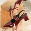 European Women's Summer 2026 New French Pointed Toe Toe Cap Thick Heel High Heels