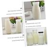 BESTonZON 6-Piece Heat-Resistant Milk Bottles, 250ml, Glass Milk Jug, Glass Pudding Jar, Pitcher, Vintage Milk Bottles with Caps, Drinking Bottles, Te