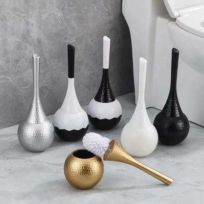 Hot Golden High-end Cleaning Brush with Base Holder Non-Scratch Toilet Brush Long Handle Household Bathroom Brush