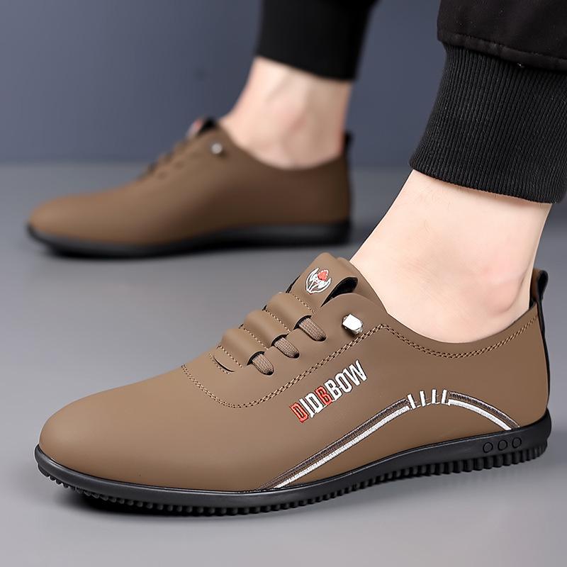 Spring 2025 Men's Casual Soft Sole Leather Loafers, Flat Heel, Slip-on, British Style