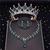 Quality Crystal Bridal Jewelry Sets for Women Fashion Circle Earrings Necklace Set Bride Crown Tiaras Prom dubai jewelry sets