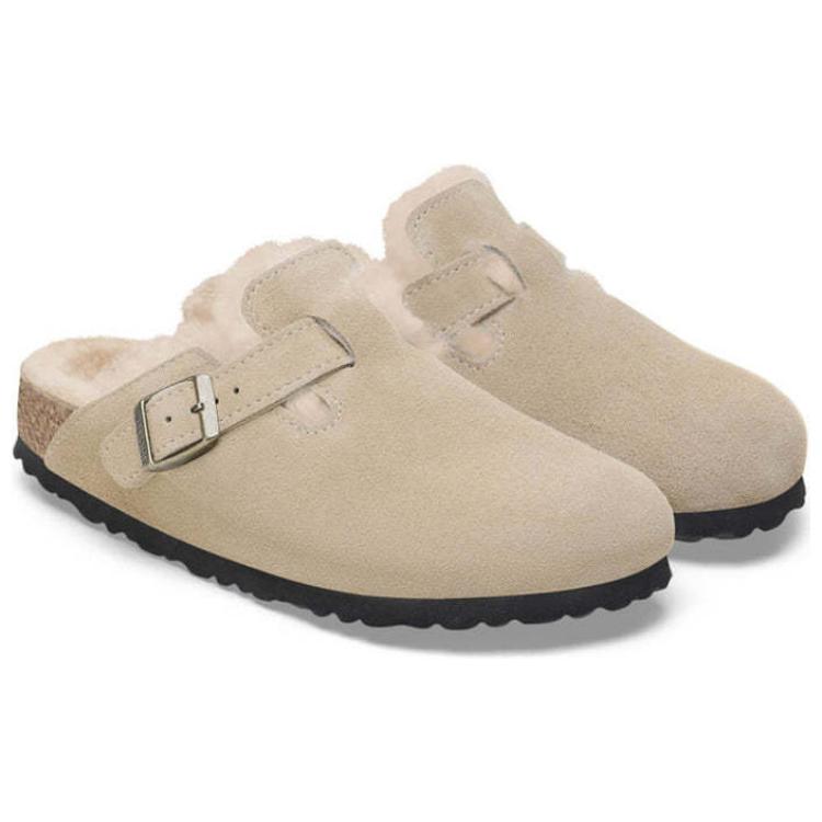Boston Wmns Birkenstock Shearling Suede 'Taupe' 1028299