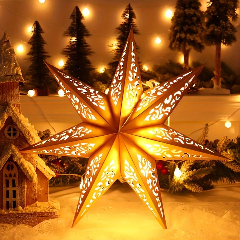 High Quality3pcs Large 7-Pointed Star Paper Lantern - 17.7-Inch Foldable 3D Hanging Pentagram Shade Suitable for Xmas, Weddings, Parties - Elegant
