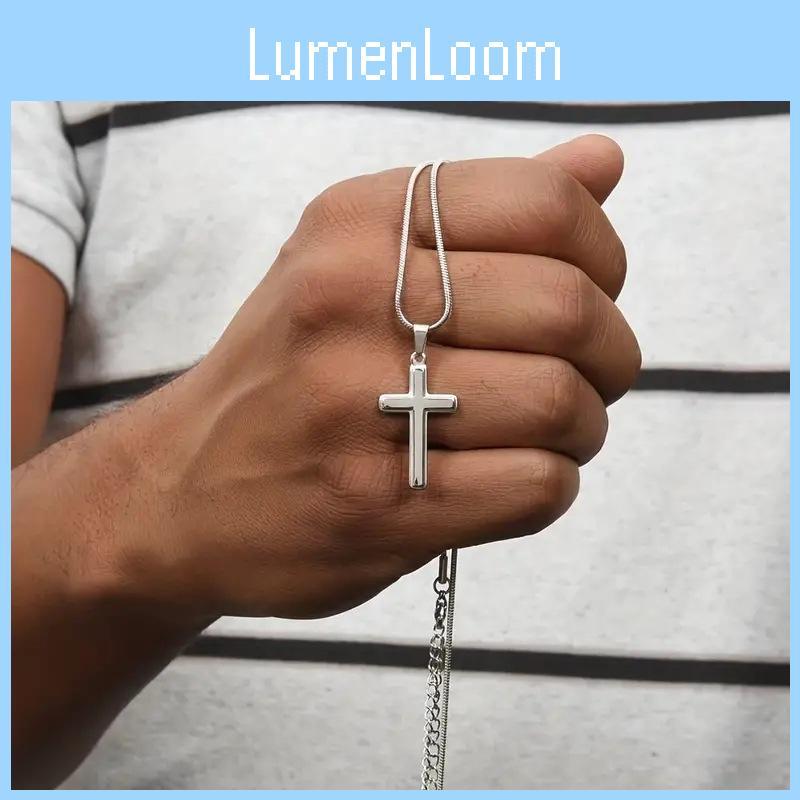 Stainless Steel Cross Pendant For Men Hip Hop Necklace Embellishments Glossy