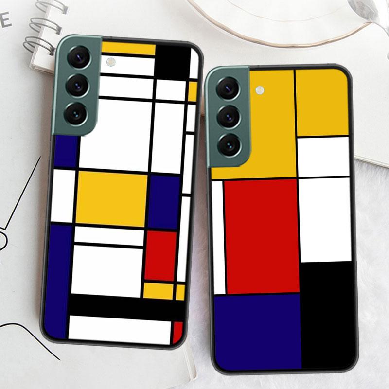 TOPLBPCS Mondrian Grid Phone Case For Samsung Galaxy S22 S25 Ultra S21 S10 Plus S26 Edge S20 S23 S24 FE Cover Silicone Soft