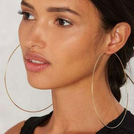 Women Big Circle Charm Statement Hoop Earrings Evening Party Jewelry