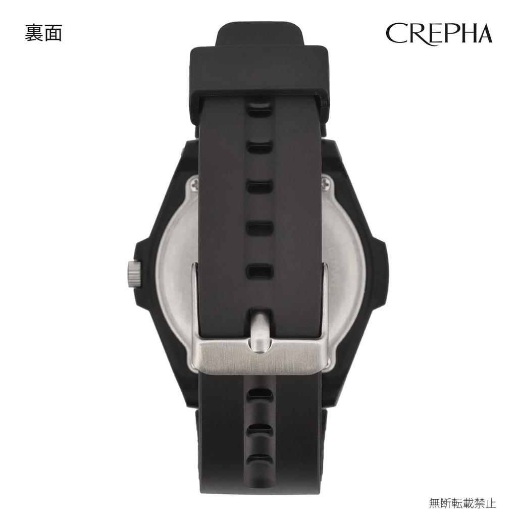 CREPHA Analog Waterproof Wristwatch with Urethane Men's Strap, Black, TS-AM304-WT