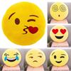 Charming 13" Yellow Round Emoji Pillow With Cute Fun Design And Soft Plush Material