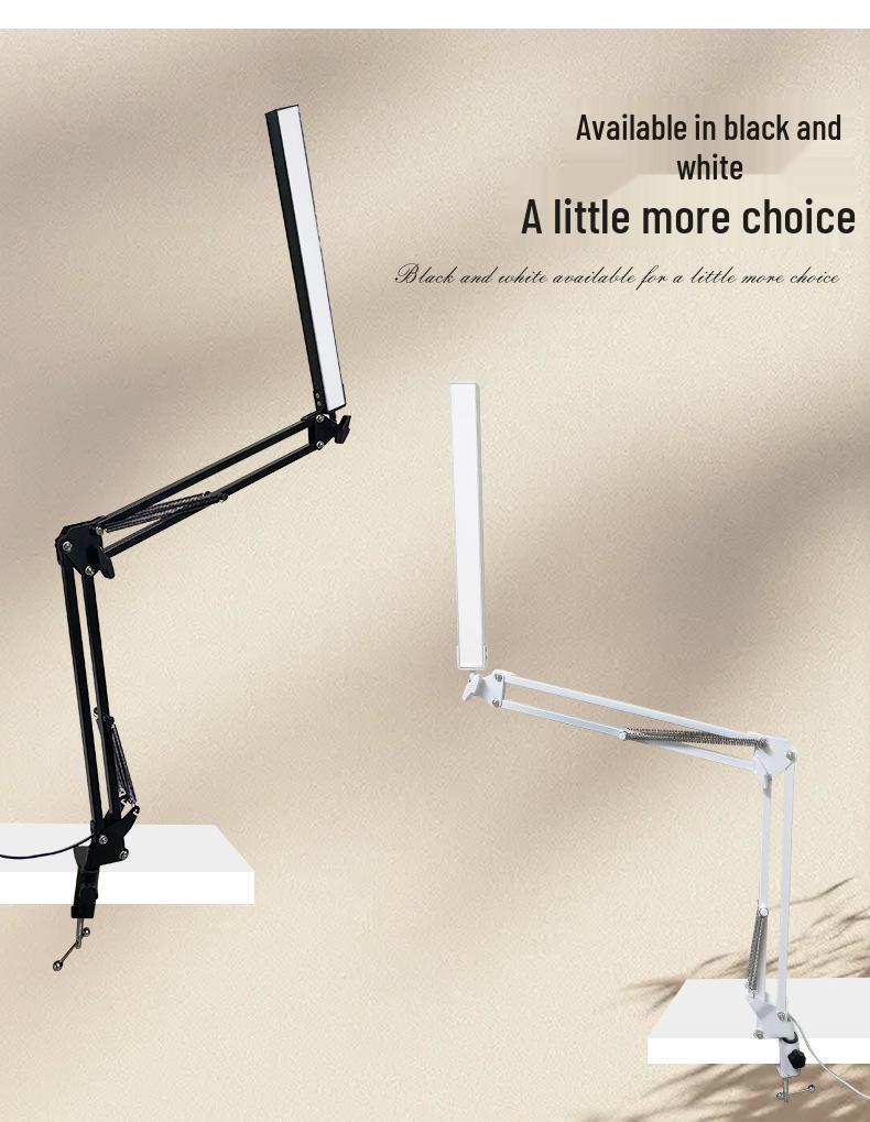 LED Eye-Care Desk Lamp with USB, Student Dormitory Creative Bedside Reading Light, Long Arm Folding Clip Design