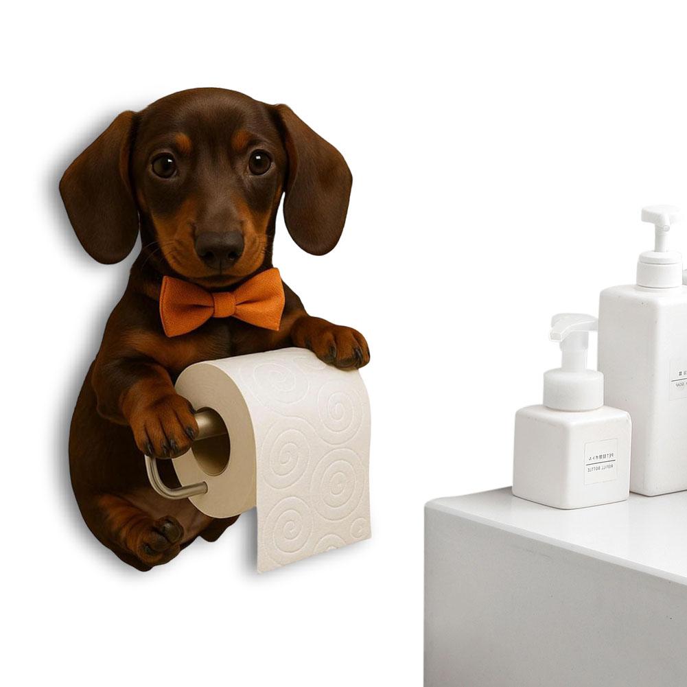 Wall Mount Toilet Paper Roll Holder Dog Paper Roll Holder Animal Paper Towel Holder for Bathroom Kitchen Small Spaces Farmhouse