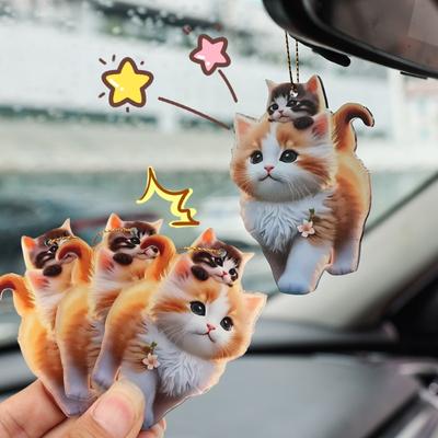 Nuevo Adorno Creativo para Coche Lindo Gato Acrílico Decoración de Avión Coches Espejo Retrovisor Consola Central Salpicadero Accesorios de Decoración