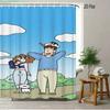 Crayon Shin-Chan & Friends Adventure 2D Print Waterproof Shower Curtain, Anime Bathroom Decor With Hooks