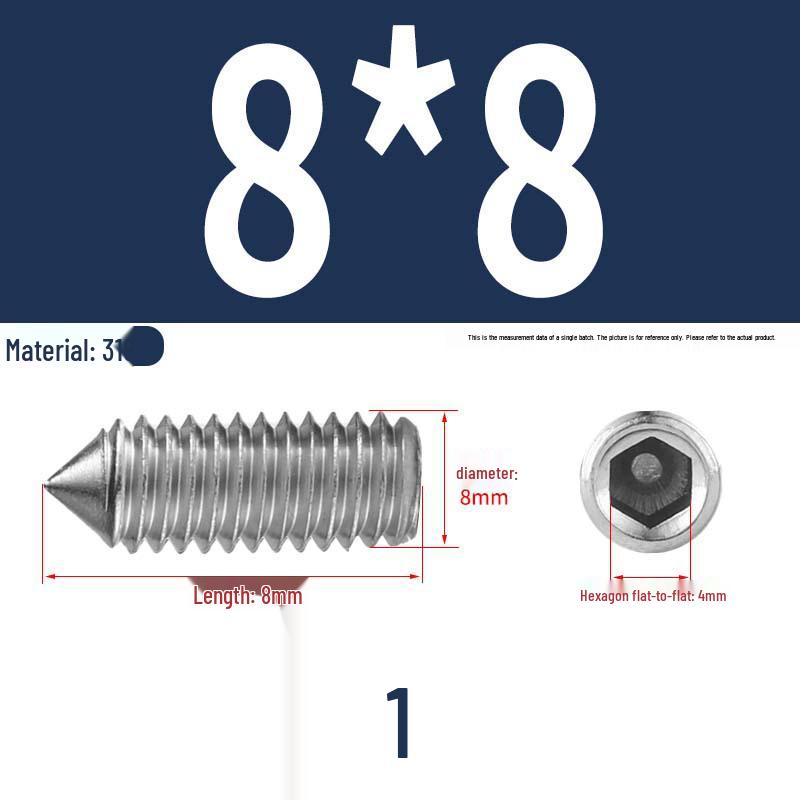 12.9 Edelstahl 304 Innensechskant Kegelspitze Gewindestift M2/M3