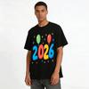 2026 New Year Themed Balloon Star Print Casual Top For Men Women Pure Cotton T-shirt