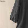 ZANZEA Women Casual Round Neck 3/4 Sleeve Loose Blouse