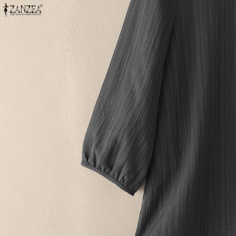 ZANZEA Women Casual Round Neck 3/4 Sleeve Loose Blouse