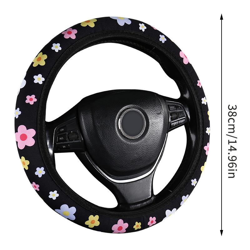 Car Steering Wheel Cover Flowers Print Anti-Slip Universal Auto Steering Wheel Protector Interior Accessories Wheel Cover