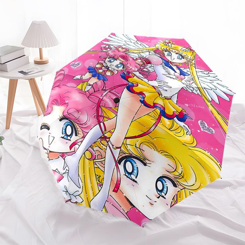 

1pc Sailor Moon Auto Open Close Umbrella, Portable Tri-Fold Design with 8-Bone Iron Frame, Outdoor Umbrella, Ideal Gift for Fans, Travelers, Daily Use