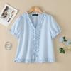 ZANZEA Blusa Casual da Donna con Scollo a V Tinta Unita Maniche Corte Larghe
