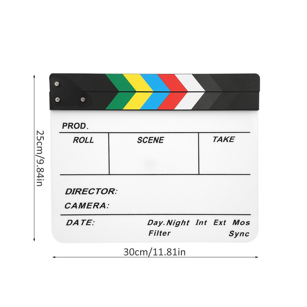 30x25CM Film Clapperboard Acrylic Clapstick Photography Props Director Board Tool(Yellow Striped White board(PAV1Y) )