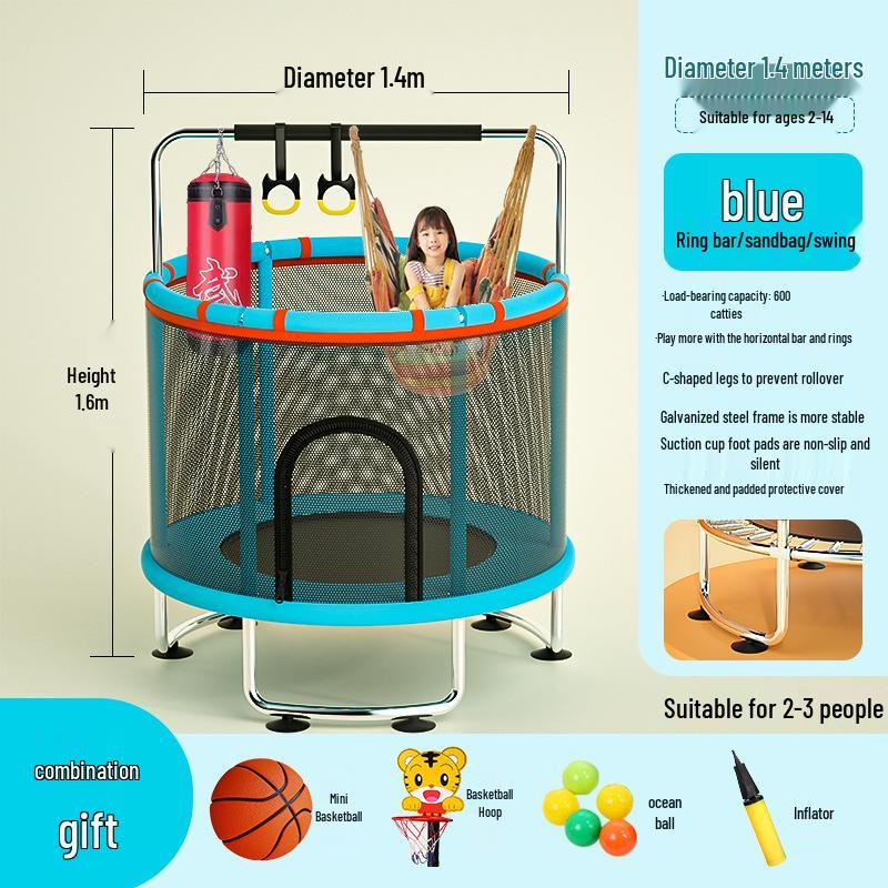 Indoor Family Trampoline with Safety Net for Kids and Adults