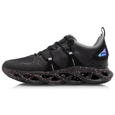 Li Ning Buty do biegania z amortyzacją Arc, antypoślizgowe, odporne na ścieranie, niskoprofilowe, męskie, buty do biegania, czarno-niebieskie ARHQ057-1