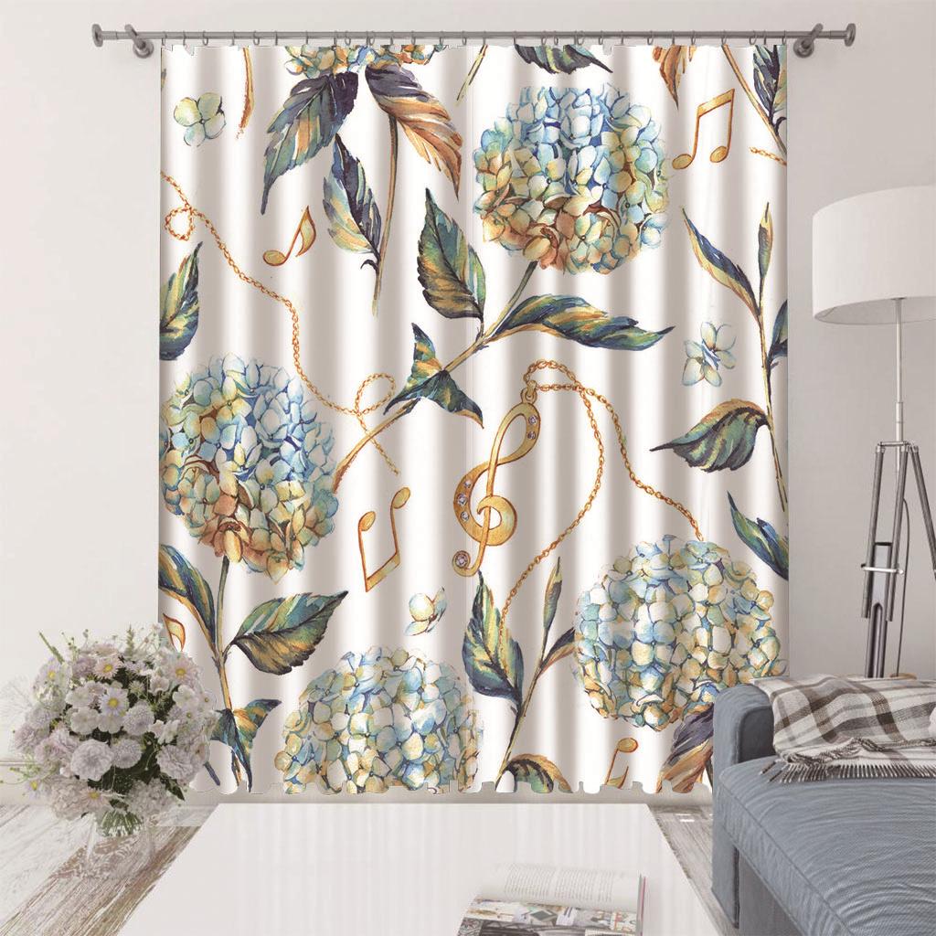 Metal Flowers Sunshade Curtains Digital Printing Custom Thin Curtains for Living Room Bedroom Decoration