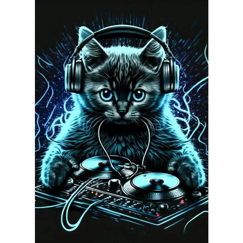 Levendige Muziek Graffiti Dier Canvas Muurschildering Kat Gorilla Aap Poster voor Moderne Kamer Decor Uniek Cadeau
