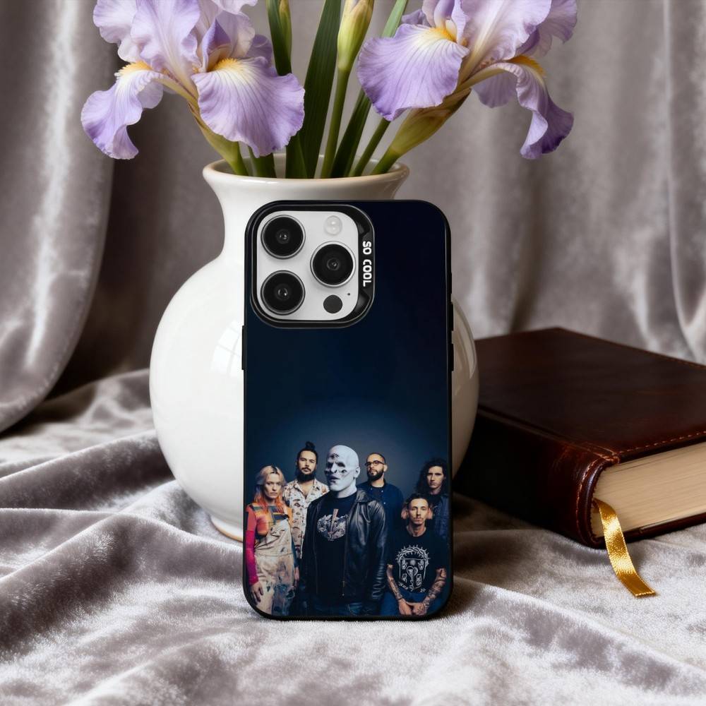 Electric Rock M-M83 Band Phone Case For iPhone17,16,15,14,13,12,11 Plus,Pro Max Candy Silver Plated Inside Cover