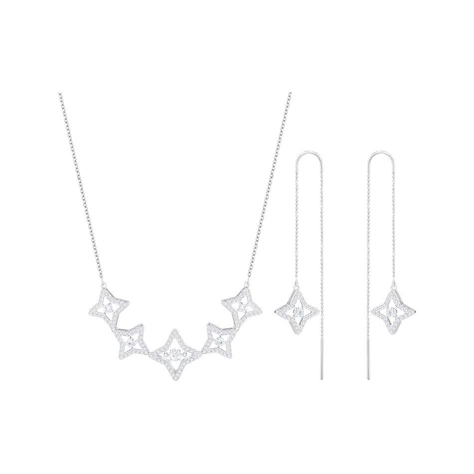 Swarovski Sparkling Dance Star Pattern Crystal Necklace Unisex necklace Silver 5376489 Box (Random Color)