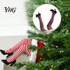 Festive Indoor Wall Hanging Decor Christmas Swinging Leg Ornament, Electric Santa Legs for Tree, Home Gifts Fluffy Funny Tree Topper with Clip,