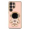 For Samsung Galaxy S25 Ultra Case Electroplating Soft TPU Phone Cover with Astronaut Hidden Kickstand