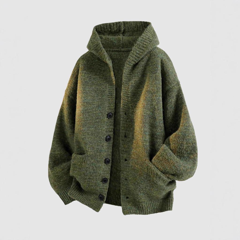 Men's Hooded Cardigan Sweater: Autumn/Winter Trendy Loose Heavyweight Casual Knitwear.