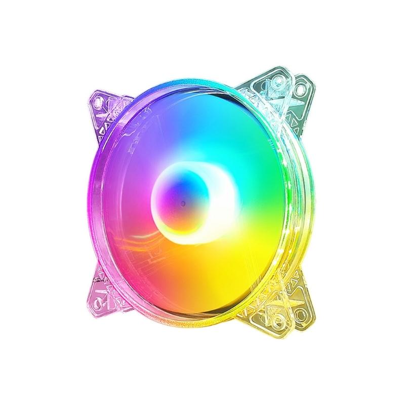 

Computer Case Fan 12cm 4Pin PWM Quiet Cooling System Transparent LEDs Lighting Optimized Airflows ABS Construction