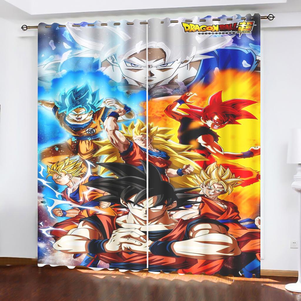 Dragon Ball Anime Curtains for Living Room Bedroom Blackout Drapes 1pc Home Decor Perforated Dustproof